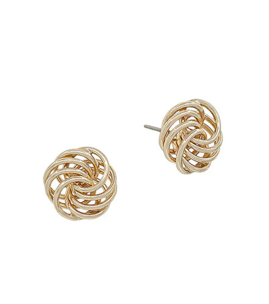 Layered Thin Metal Knot Post Earring