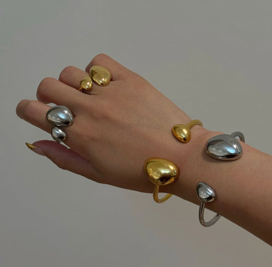 Bracelet - 18k Gold Plated - Super Shine Irregular Slime Open