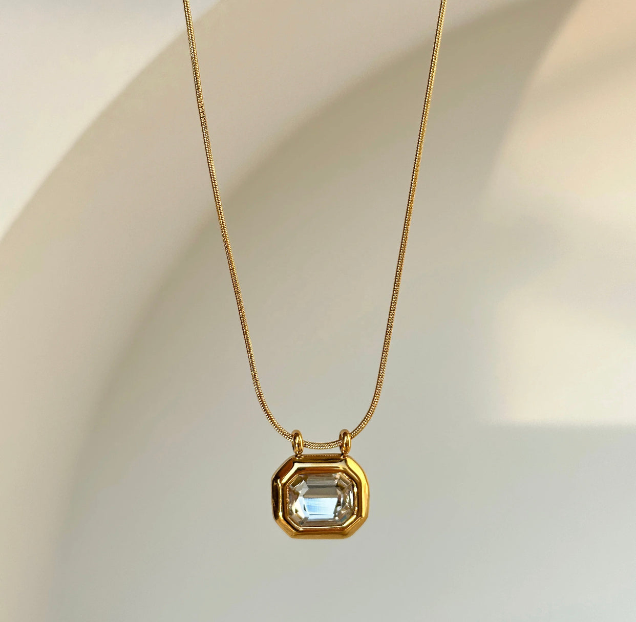 Necklace - Zircon Octagon Pendant